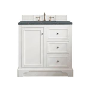 De Soto 36IN Single Vanity Bright White w/ 3 CM Parisien Bleu Silestone Top