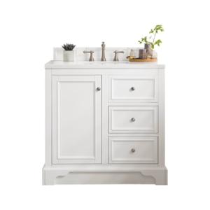De Soto 36IN Single Vanity Bright White w/ 3 CM White Zeus Silestone Top
