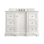 De Soto 48IN Single Vanity Bright White w/ 3 CM Victorian Silver Silestone Top