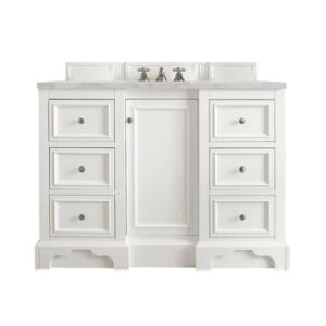 De Soto 48IN Single Vanity Bright White w/ 3 CM Victorian Silver Silestone Top
