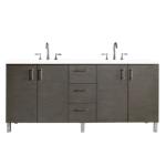Metropolitan 72IN Double Vanity Silver Oak w/ 3 CM White Zeus Silestone Top