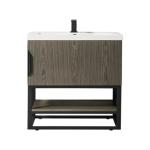 Columbia 24IN Single Vanity Ash Gray Matte Black w/ White Glossy Composite Stone Top