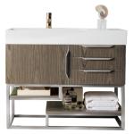 Columbia 36IN Single Vanity Ash Gray Brushed Nickel w/ Glossy White Composite Stone Top