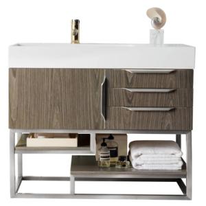 Columbia 36IN Single Vanity Cabinet Ash Gray Brushed Nickel