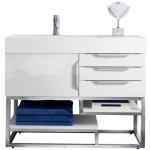 Columbia 36IN Single Vanity Glossy White Brushed Nickel w/ Glossy White Composite Stone Top
