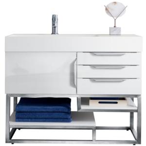 Columbia 36IN Single Vanity Glossy White Brushed Nickel w/ Glossy White Composite Stone Top