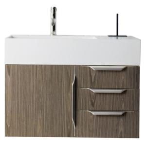 Columbia 36IN Single Wall Mount Vanity Ash Gray Brushed Nickel w/ Glossy White Composite Stone Top