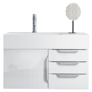 Columbia 36IN Single Wall Mount Vanity Glossy White Brushed Nickel w/ Glossy White Composite Stone Top