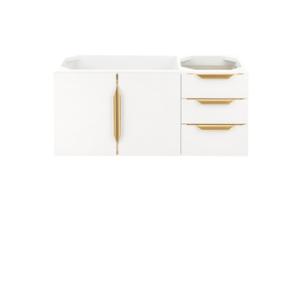 Columbia 48IN Single Wall Mount Vanity Cabinet Glossy White Radiant Gold