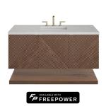 Marcello 48IN Single Vanity Chestnut w/ 3 CM Eternal Jasmine Pearl Silestone Top w/ Faucet Plate