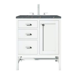 Addison 30IN Single Vanity Glossy White w/ 3 CM Parisien Bleu Silestone Top