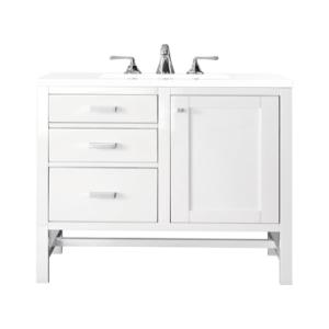 Addison 30IN Single Vanity Glossy White w/ 3 CM White Zeus Silestone Top