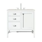 Addison 36IN Single Vanity Glossy White w/ 3 CM Lime Delight Silestone Top