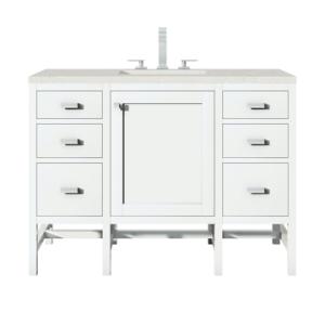 Addison 48IN Single Vanity Glossy White w/ 3 CM Lime Delight Silestone Top