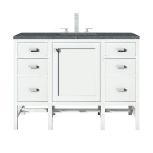 Addison 48IN Single Vanity Glossy White w/ 3 CM Parisien Bleu Silestone Top