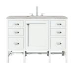 Addison 48IN Single Vanity Glossy White w/ 3 CM Victorian Silver Silestone Top