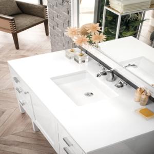 Addison 48IN Single Vanity Glossy White w/ 3 CM White Zeus Silestone Top