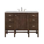 Addison 48IN Single Vanity Mid-Century Acacia w/ 3 CM Victorian Silver Silestone Top
