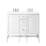 Addison 60IN Double Vanity Glossy White w/ 3 CM White Zeus Silestone Top