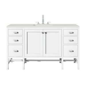 Addison 60IN Single Vanity Glossy White w/ 3 CM Lime Delight Silestone Top