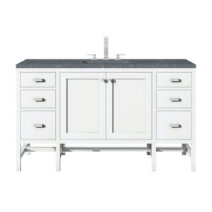 Addison 60IN Single Vanity Glossy White w/ 3 CM Parisien Bleu Silestone Top