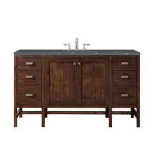 Addison 60IN Single Vanity Mid-Century Acacia w/ 3 CM Parisien Bleu Silestone Top