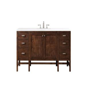 Addison 60IN Single Vanity Mid-Century Acacia w/ 3 CM White Zeus Silestone Top