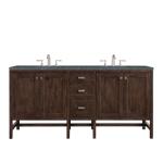 Addison 72IN Double Vanity Mid-Century Acacia w/ 3 CM Parisien Bleu Silestone Top