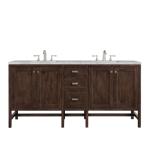 Addison 72IN Double Vanity Mid-Century Acacia w/ 3 CM Victorian Silver Silestone Top