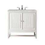 Athens 36IN Single Vanity Glossy White w/ 3 CM Victorian Silver Silestone Top