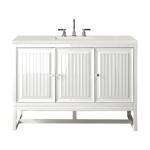 Athens 48IN Single Vanity Glossy White w/ 3 CM Lime Delight Silestone Top