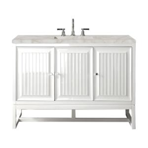 Athens 48IN Single Vanity Glossy White w/ 3 CM Victorian Silver Silestone Top
