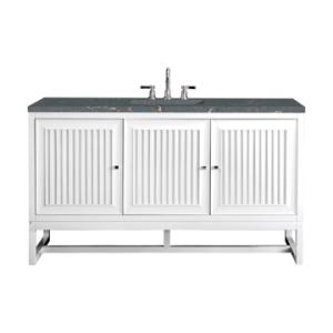Athens 60IN Single Vanity Glossy White w/ 3 CM Parisien Bleu Silestone Top