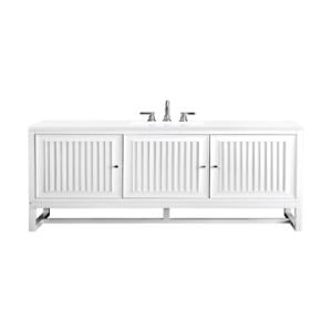 Athens 60IN Single Vanity Glossy White w/ 3 CM White Zeus Silestone Top