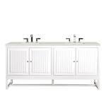 Athens 72IN Double Vanity Glossy White w/ 3 CM Lime Delight Silestone Top
