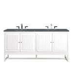 Athens 72IN Double Vanity Glossy White w/ 3 CM Parisien Bleu Silestone Top