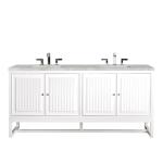 Athens 72IN Double Vanity Glossy White w/ 3 CM Victorian Silver Silestone Top