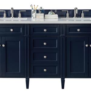 Brittany 72" Double Vanity, Victory Blue w/ 3 CM Eternal Jasmine Pearl Silestone Top w/FreePower Wireless Charger
