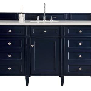 Brittany 60" Single Vanity, Victory Blue w/ 3 CM Eternal Jasmine Pearl Silestone Top w/FreePower Wireless Charger