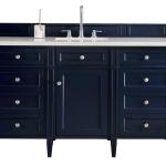 Brittany 60" Single Vanity, Victory Blue w/ 3 CM Eternal Jasmine Pearl Silestone Top w/FreePower Wireless Charger