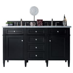 Brittany 60" Double Vanity, Black Onyx w/ 3 CM Eternal Jasmine Pearl Silestone Top w/FreePower Wireless Charger