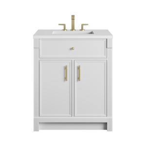 Bellshire 30" Single Vanity, Bright White w/ 3 CM White Zeus Silestone Top