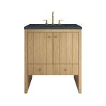 Hudson 30" Single Vanity, Light Natural Oak w/ 3 CM Charcoal Soapstone Silestone Top