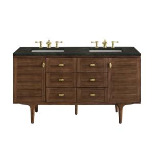 Amberly 60" Double Vanity, Mid-Century Walnut, w/ 3 CM Phantome Eclos Top