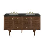 Amberly 60" Double Vanity, Mid-Century Walnut, w/ 3 CM Phantome Eclos Top