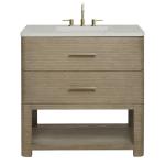 Lucian 36" Single Vanity, Pebble Oak, w/ 3 CM Siberian Silestone Widespread Top