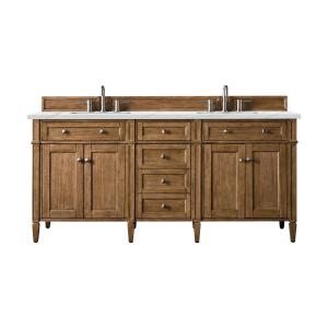 Brittany 72" Double Vanity, Saddle Brown w/ 3 CM Ethereal Noctis Silestone Top w/FreePower Wireless Charger