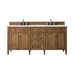 Brittany 72" Double Vanity, Saddle Brown w/ 3 CM Ethereal Noctis Silestone Top w/FreePower Wireless Charger