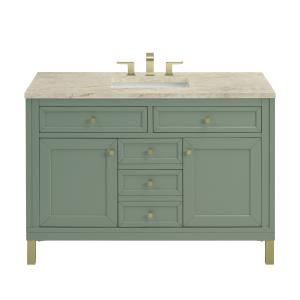 Chicago 48" Single Vanity, Smokey Celadon, w/ 3 CM Tajnar Eclos Top