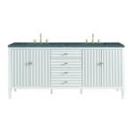 Myrrin 72" Double Vanity, Bright White w/ 3 CM Parisien Bleu Silestone Top w/FreePower Wireless Charger